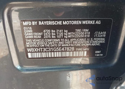 2016 BMW X1 xDrive28I из США, поврежденный, VIN WBXHT3C31G5E47828